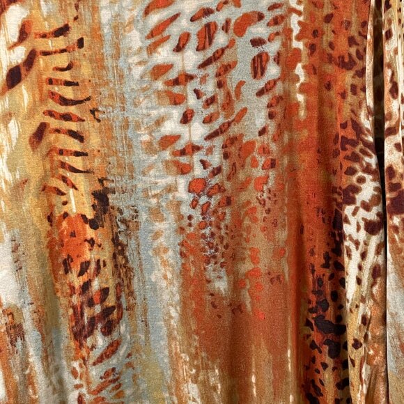 LOGO by LORI GOLDSTEIN Long Sleeve Animal Print Jersey Tunic Ruffle, Rust - M - Picture 8 of 12